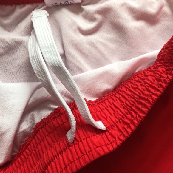 Rivalry Threads 91 red white stripe bulldog swim trunks shorts tie  waist XL EUC - Picture 5 of 6